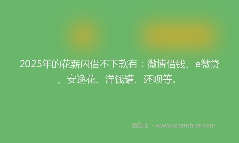 2025年的花薪闪借不下款有：微博借钱、e微贷、安逸花、洋钱罐、还呗等。