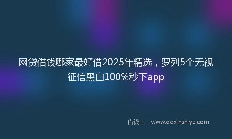 网贷借钱哪家最好借2025年精选，罗列5个无视征信黑白100%秒下app