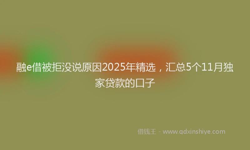 融e借被拒没说原因2025年精选，汇总5个11月独家贷款的口子