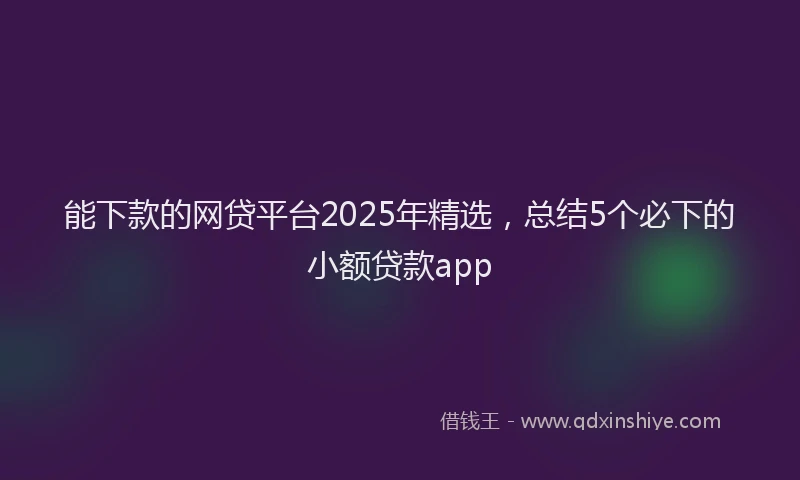 能下款的网贷平台2025年精选，总结5个必下的小额贷款app