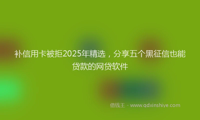 补信用卡被拒2025年精选，分享五个黑征信也能贷款的网贷软件