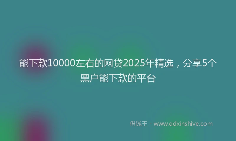 能下款10000左右的网贷2025年精选，分享5个黑户能下款的平台