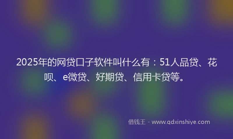 2025年的网贷口子软件叫什么有：51人品贷、花呗、e微贷、好期贷、信用卡贷等。