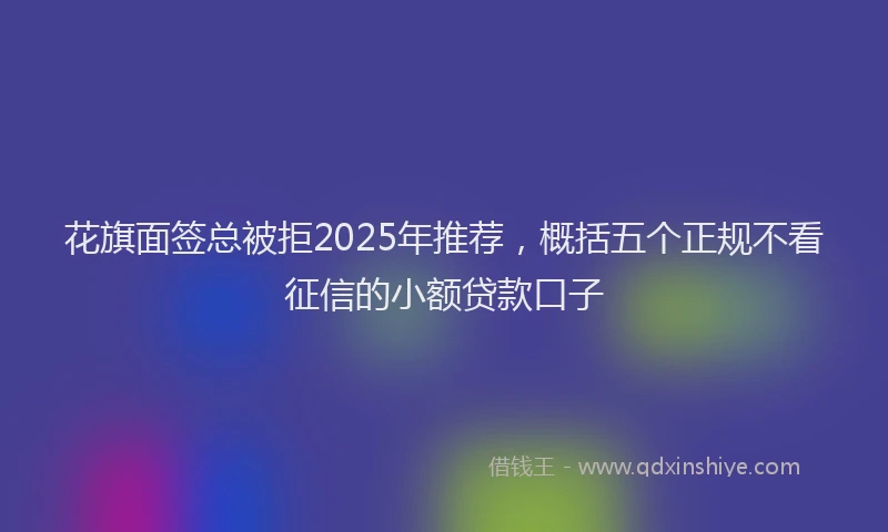 花旗面签总被拒2025年推荐，概括五个正规不看征信的小额贷款口子