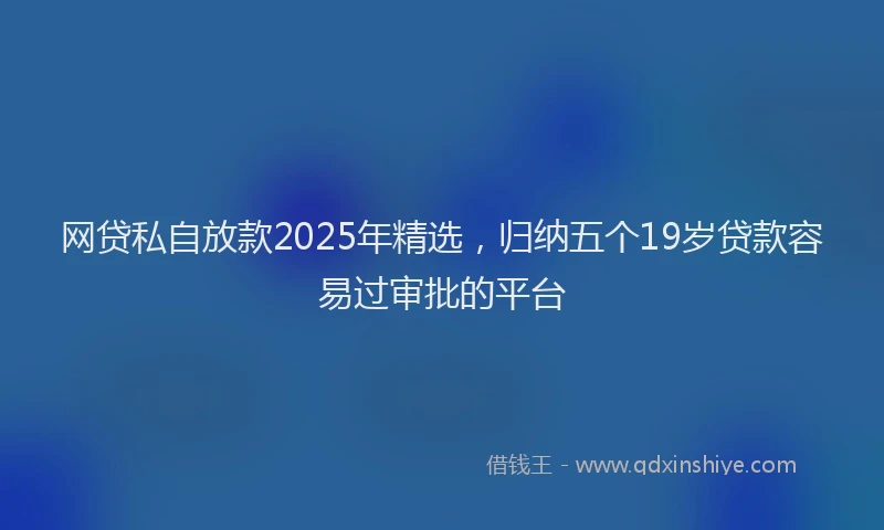 网贷私自放款2025年精选，归纳五个19岁贷款容易过审批的平台