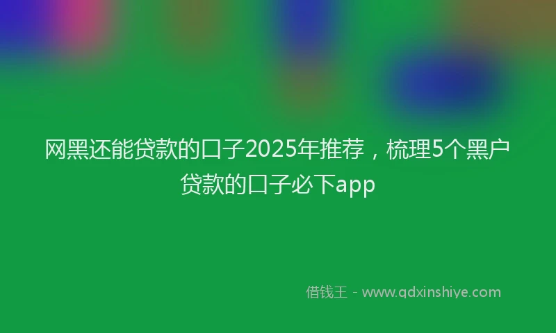 网黑还能贷款的口子2025年推荐，梳理5个黑户贷款的口子必下app