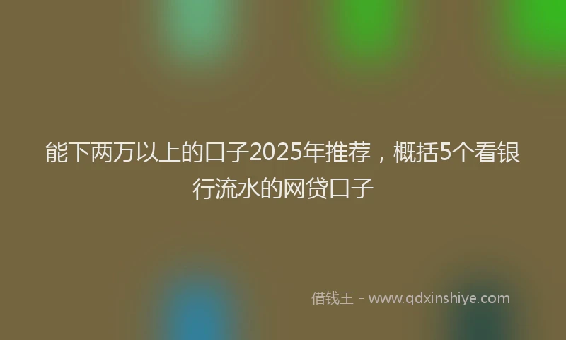 能下两万以上的口子2025年推荐，概括5个看银行流水的网贷口子