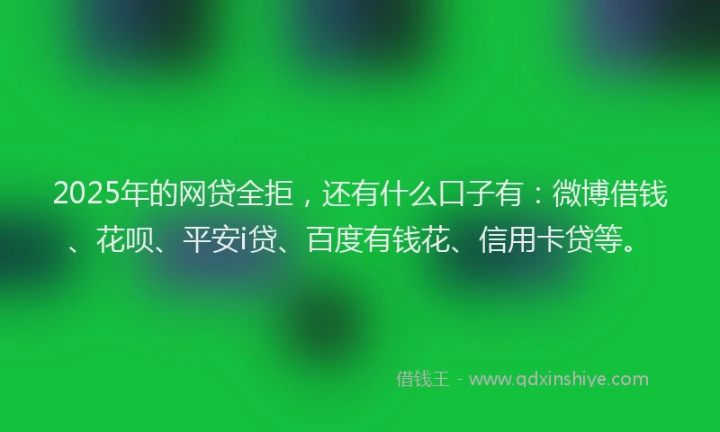 2025年的网贷全拒，还有什么口子有：微博借钱、花呗、平安i贷、百度有钱花、信用卡贷等。