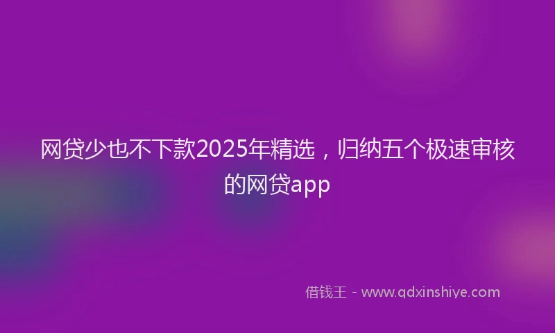 网贷少也不下款2025年精选，归纳五个极速审核的网贷app