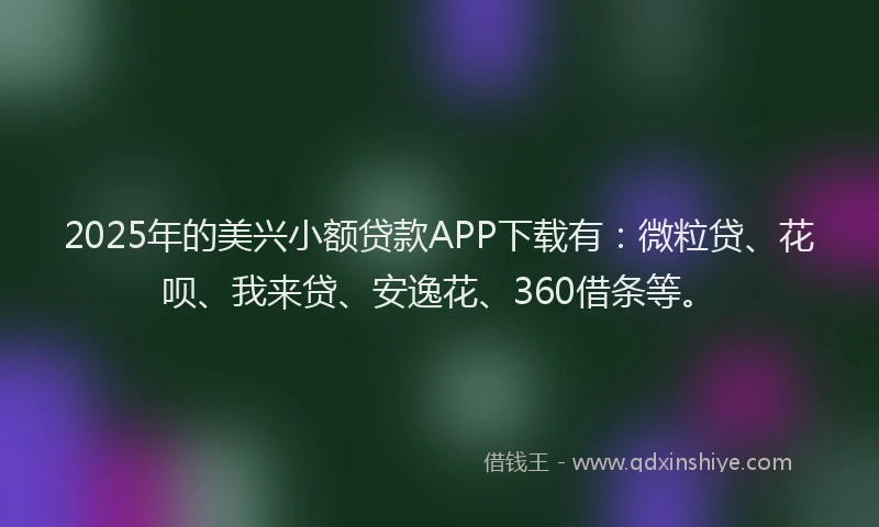 2025年的美兴小额贷款APP下载有：微粒贷、花呗、我来贷、安逸花、360借条等。