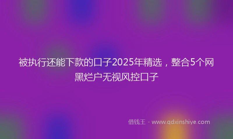被执行还能下款的口子2025年精选，整合5个网黑烂户无视风控口子