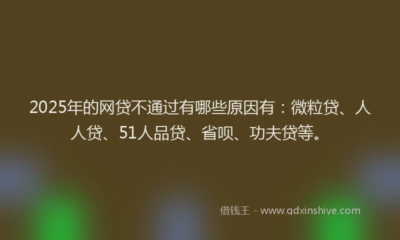 2025年的网贷不通过有哪些原因有：微粒贷、人人贷、51人品贷、省呗、功夫贷等。
