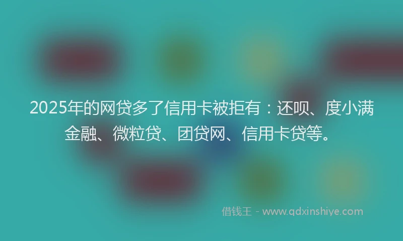 2025年的网贷多了信用卡被拒有：还呗、度小满金融、微粒贷、团贷网、信用卡贷等。