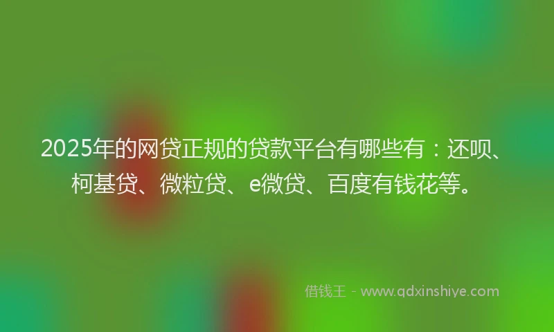 2025年的网贷正规的贷款平台有哪些有：还呗、柯基贷、微粒贷、e微贷、百度有钱花等。