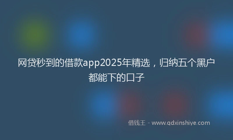 网贷秒到的借款app2025年精选，归纳五个黑户都能下的口子