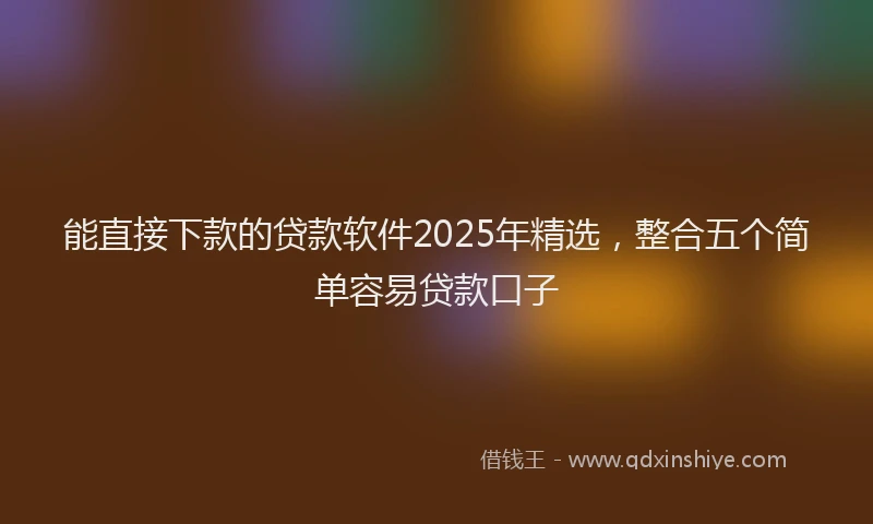 能直接下款的贷款软件2025年精选，整合五个简单容易贷款口子