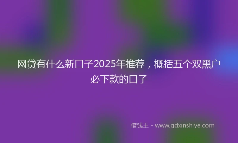 网贷有什么新口子2025年推荐，概括五个双黑户必下款的口子