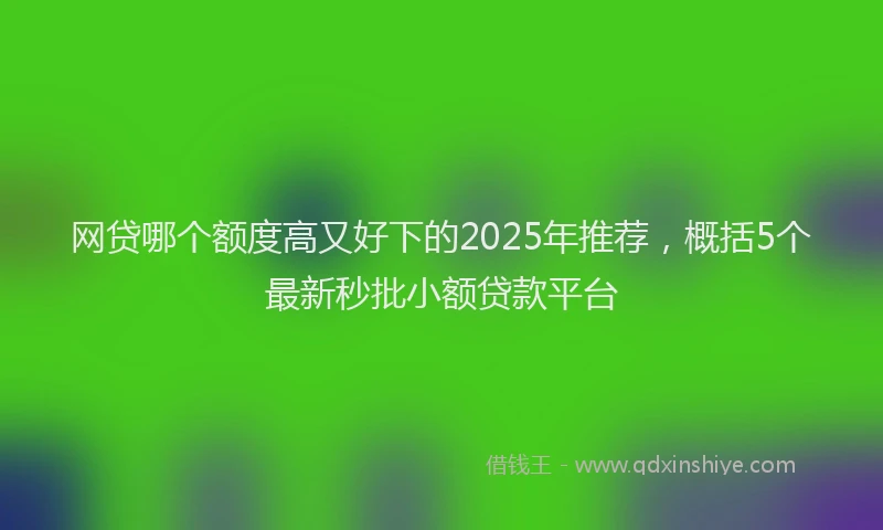 网贷哪个额度高又好下的2025年推荐，概括5个最新秒批小额贷款平台