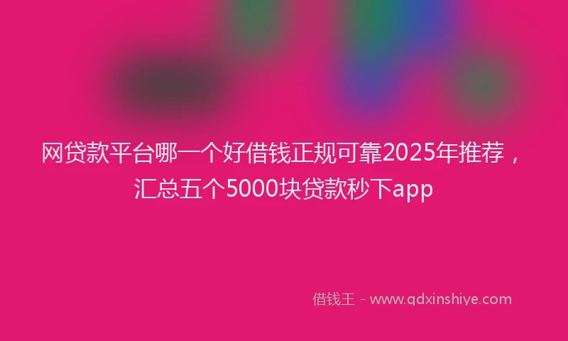 网贷款平台哪一个好借钱正规可靠2025年推荐，汇总五个5000块贷款秒下app