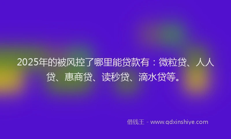 2025年的被风控了哪里能贷款有：微粒贷、人人贷、惠商贷、读秒贷、滴水贷等。