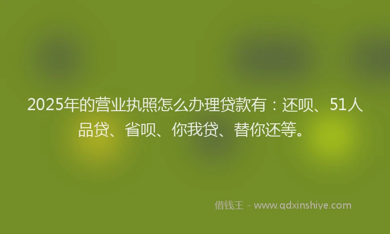 2025年的营业执照怎么办理贷款有：还呗、51人品贷、省呗、你我贷、替你还等。