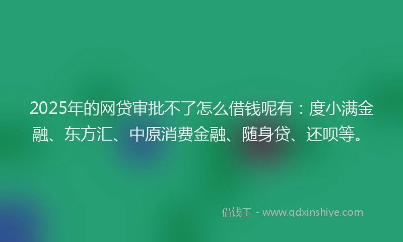 2025年的网贷审批不了怎么借钱呢有：度小满金融、东方汇、中原消费金融、随身贷、还呗等。