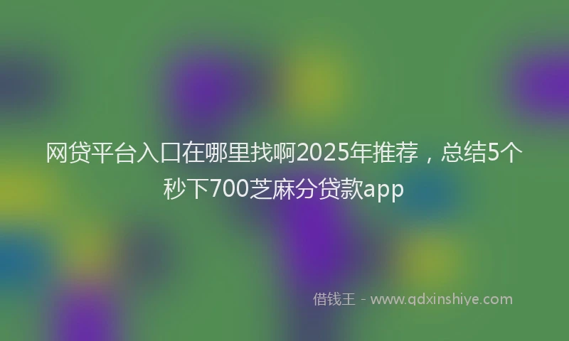 网贷平台入口在哪里找啊2025年推荐，总结5个秒下700芝麻分贷款app