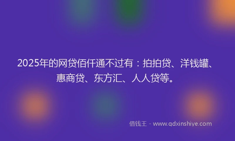2025年的网贷佰仟通不过有：拍拍贷、洋钱罐、惠商贷、东方汇、人人贷等。