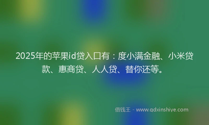 2025年的苹果id贷入口有：度小满金融、小米贷款、惠商贷、人人贷、替你还等。