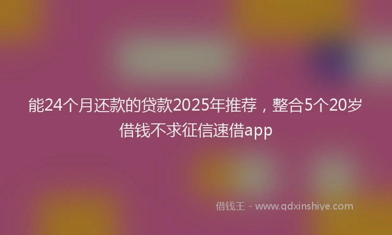能24个月还款的贷款2025年推荐，整合5个20岁借钱不求征信速借app