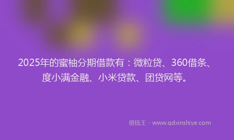 2025年的蜜柚分期借款有：微粒贷、360借条、度小满金融、小米贷款、团贷网等。