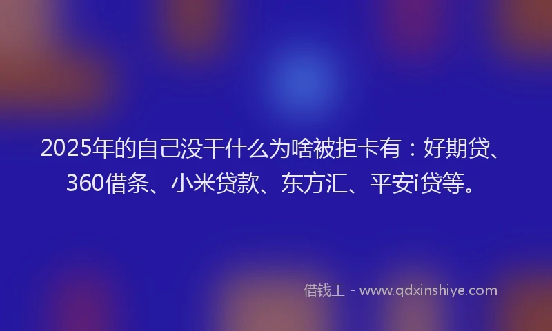2025年的自己没干什么为啥被拒卡有：好期贷、360借条、小米贷款、东方汇、平安i贷等。