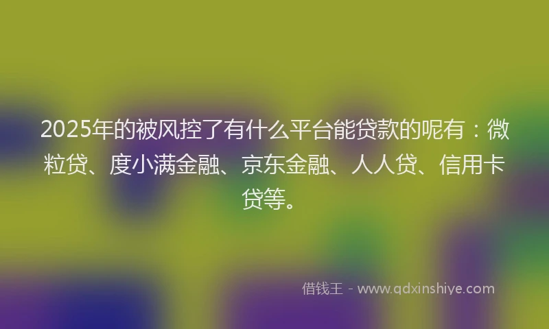 2025年的被风控了有什么平台能贷款的呢有：微粒贷、度小满金融、京东金融、人人贷、信用卡贷等。