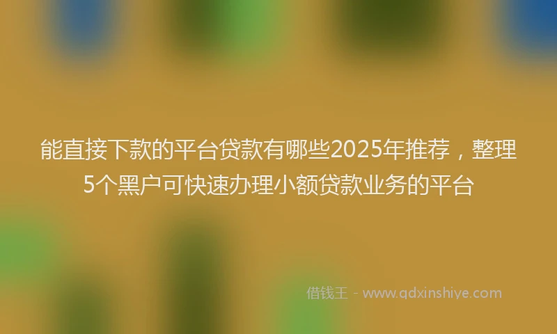 能直接下款的平台贷款有哪些2025年推荐，整理5个黑户可快速办理小额贷款业务的平台
