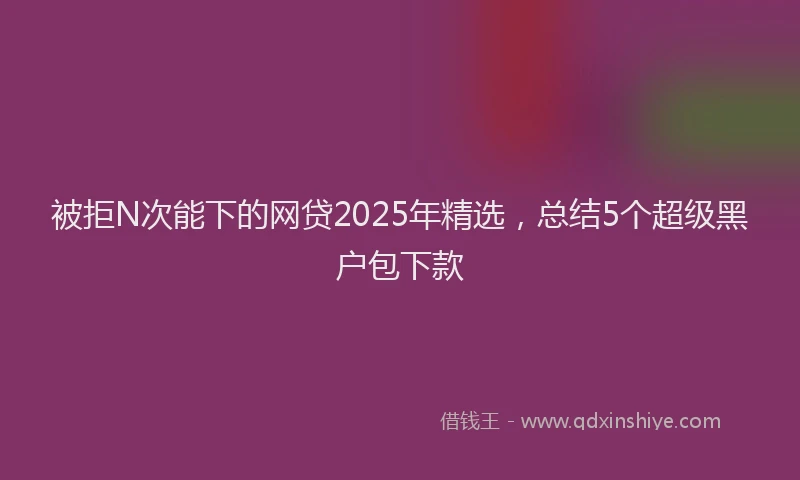 被拒N次能下的网贷2025年精选，总结5个超级黑户包下款