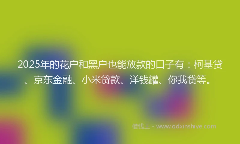 2025年的花户和黑户也能放款的口子有：柯基贷、京东金融、小米贷款、洋钱罐、你我贷等。