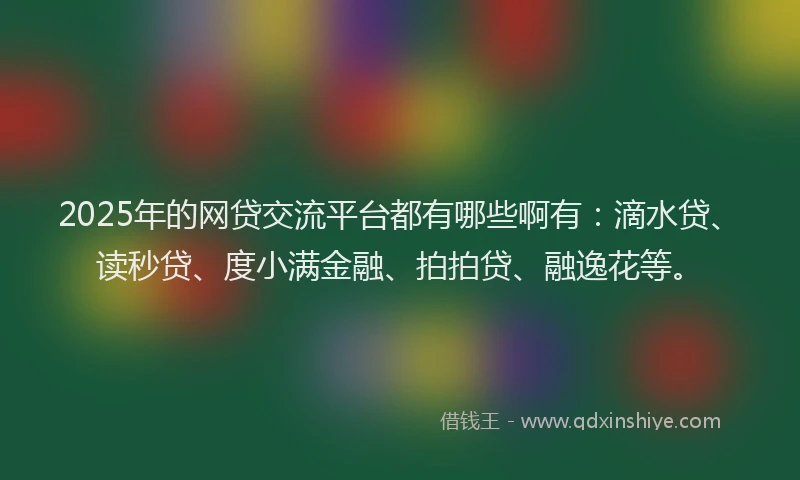 2025年的网贷交流平台都有哪些啊有：滴水贷、读秒贷、度小满金融、拍拍贷、融逸花等。