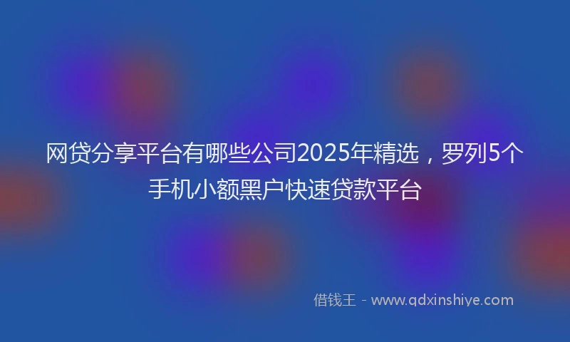 网贷分享平台有哪些公司2025年精选，罗列5个手机小额黑户快速贷款平台