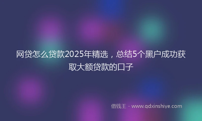 网贷怎么贷款2025年精选，总结5个黑户成功获取大额贷款的口子