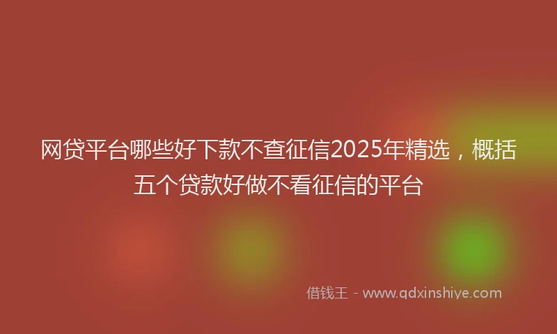 网贷平台哪些好下款不查征信2025年精选，概括五个贷款好做不看征信的平台