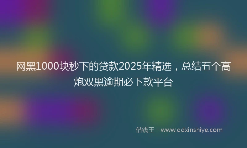 网黑1000块秒下的贷款2025年精选，总结五个高炮双黑逾期必下款平台