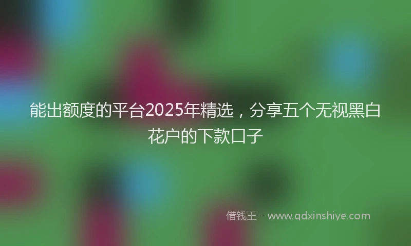 能出额度的平台2025年精选，分享五个无视黑白花户的下款口子