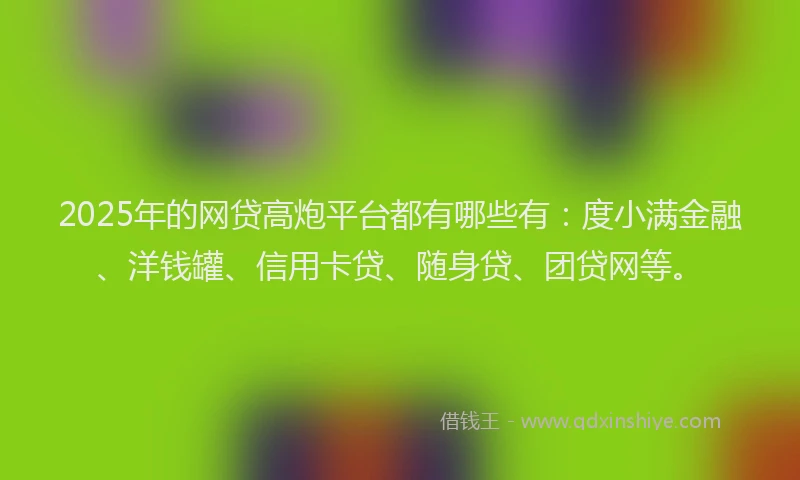 2025年的网贷高炮平台都有哪些有：度小满金融、洋钱罐、信用卡贷、随身贷、团贷网等。