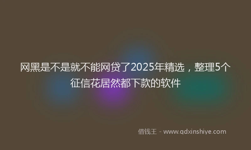 网黑是不是就不能网贷了2025年精选，整理5个征信花居然都下款的软件