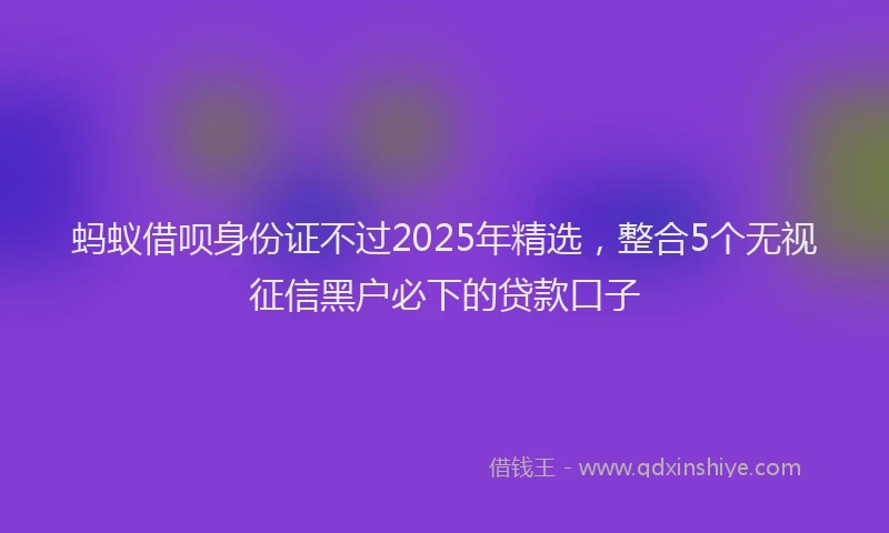 蚂蚁借呗身份证不过2025年精选，整合5个无视征信黑户必下的贷款口子