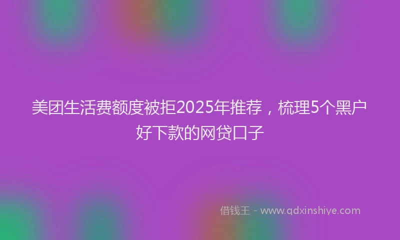 美团生活费额度被拒2025年推荐，梳理5个黑户好下款的网贷口子