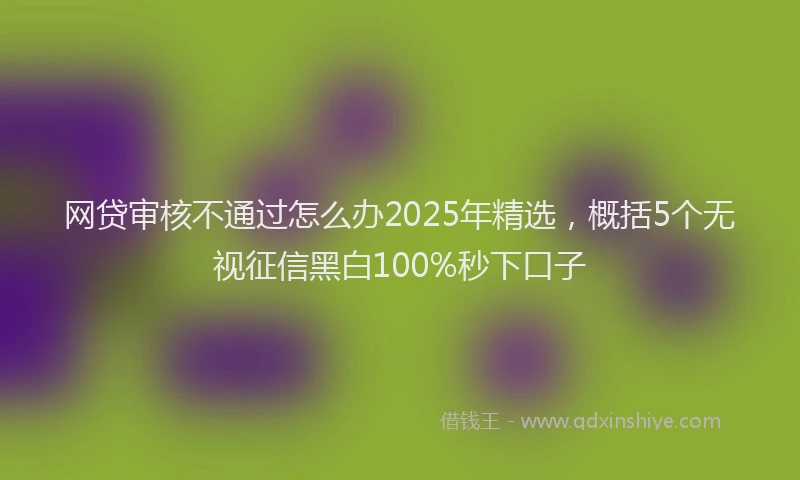 网贷审核不通过怎么办2025年精选，概括5个无视征信黑白100%秒下口子