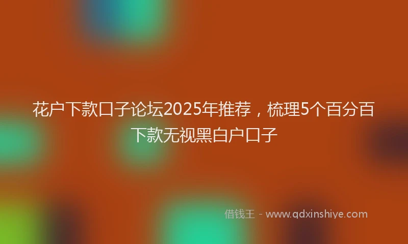 花户下款口子论坛2025年推荐，梳理5个百分百下款无视黑白户口子