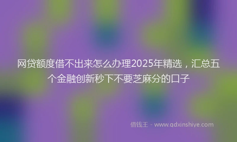 网贷额度借不出来怎么办理2025年精选，汇总五个金融创新秒下不要芝麻分的口子