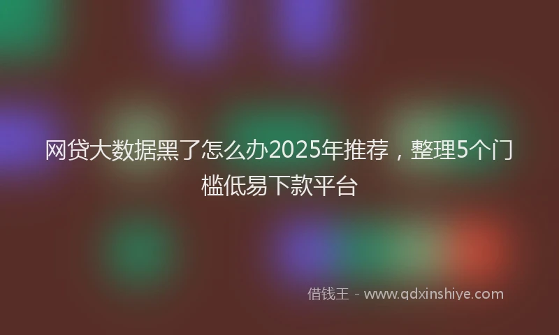 网贷大数据黑了怎么办2025年推荐，整理5个门槛低易下款平台